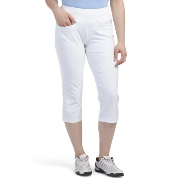 Puma Golf Women's Pwrshape Capri Pants Size S White Stretch Straight Leg NWT $75 - Picture 1 of 16